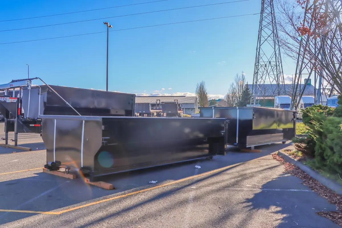 Roll-off dumpster ready for waste disposal at job site for 4 Yard Dumpster Rental in Johnston